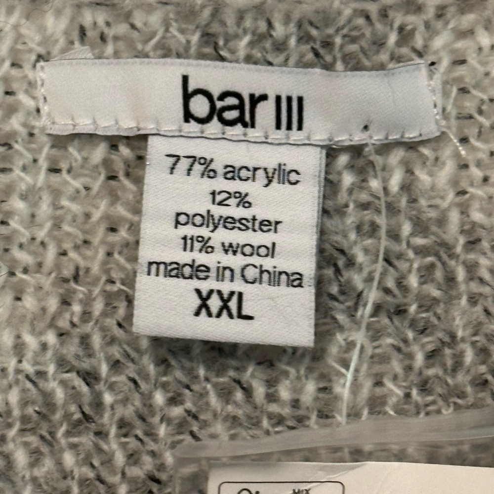Bar III Grey Animal Print Drape Open Cardigan - Picture 5 of 6